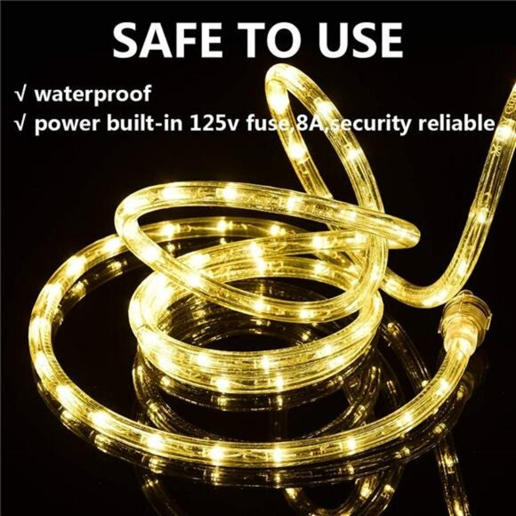 50ft warm white LED rope lights waterproof connectable outdoor indoor decorative - Picture 2 of 7
